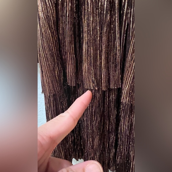 LIKE NEW Sabina Musayev brown metallic tiered dress size small retail $400-$500 - Picture 11 of 13
